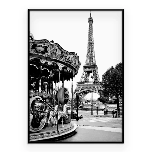 Poster Romantisches Paris mit Karussell und Turm
