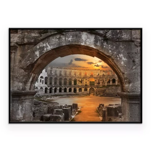 Poster Sonnenuntergang über antiker Architektur