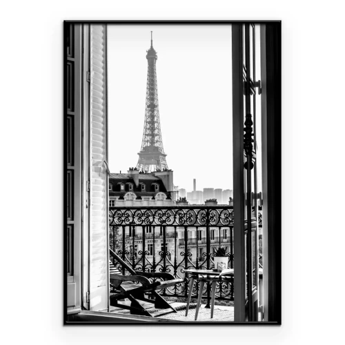 Poster Pariser Balkon mit Panoramablick auf die Stadt