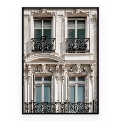 Poster Fenster mit dekorativem Stuck