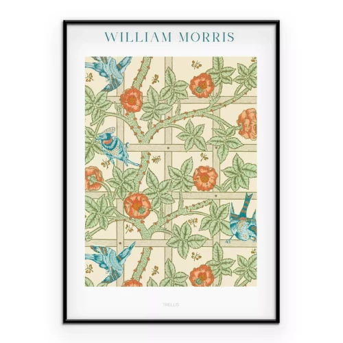 Poster Vögel und Pflanzen Abstraktion im Stil von William Morris