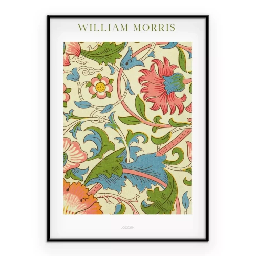 Poster Blumenmuster mit Laubelementen im Stil von William Morris