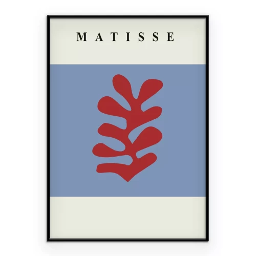 Poster Rotes Blatt abstrakte Komposition im Stil von Matisse
