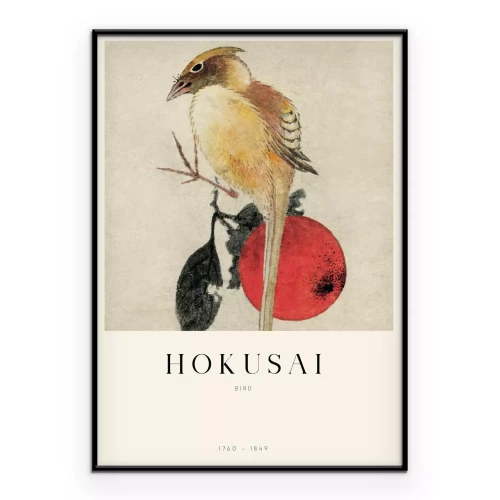 Poster Vogel Reproduktion von Hokusai