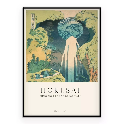 Poster Landschaft Reproduktion von Hokusai Yoro-Wasserfall in der Provinz Mino