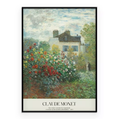 Poster Der Künstlergarten in Argenteuil mit Dahlien Reproduktion von Claude Monet