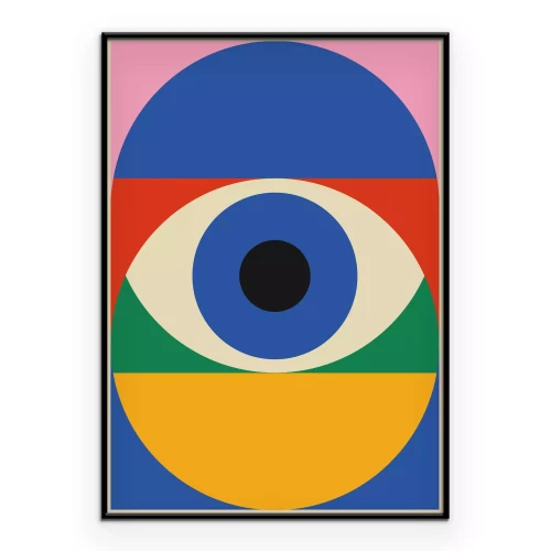 Poster Auge und geometrische Halbkreisformen inspiriert vom Bauhaus