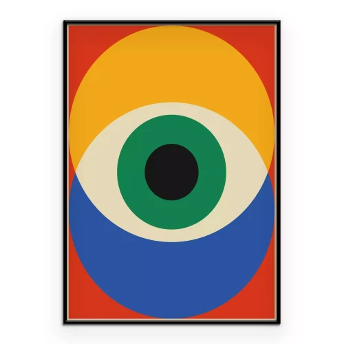 Poster Geometrische Komposition mit kräftigen Farben und Formen inspiriert vom Bauhaus