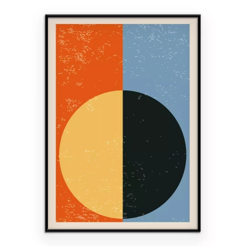 Poster Inspiriert von Bauhaus geometrisch gelb-schwarzer Halbkreis
