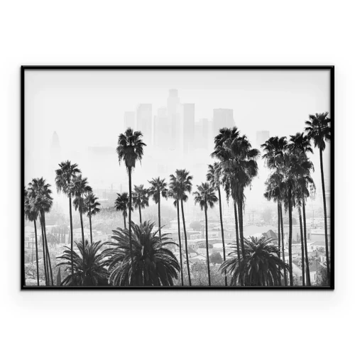 Poster Los Angeles schwarz-weiße Landschaft mit Palmen