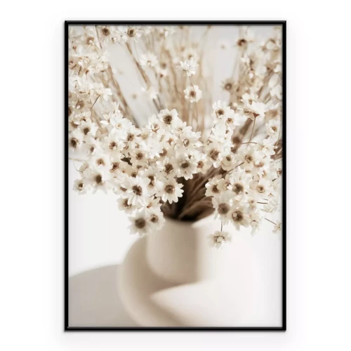 Poster Weiße Blumen in einer Vase im Boho-Stil