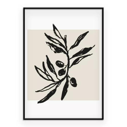 Poster Olivenzweig im minimalistischen Stil