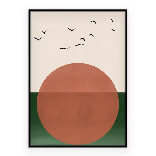 Poster Abstrakte Landschaft mit Sonnenuntergang