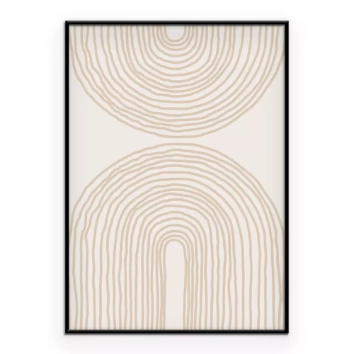 Poster Abstrakte geometrische Bögen auf beigem Hintergrund