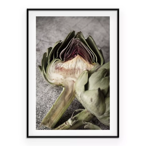 Poster Grüne Artischocken auf grauem Hintergrund