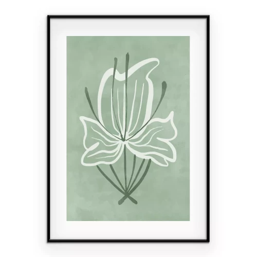 Poster Minimalistische Blume auf grünem Hintergrund