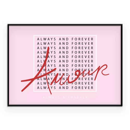 Poster Immer für immer amour Pink Grafik romantischer Stil