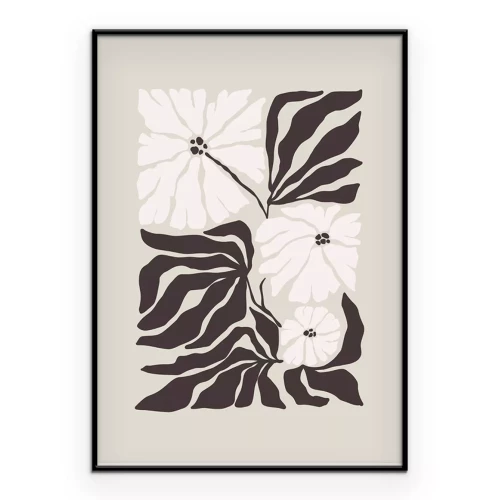 Poster Botanische Abstraktion weiße Blumen