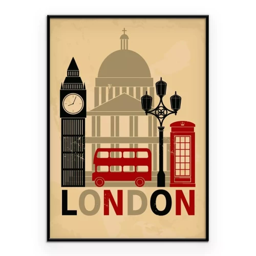 Poster Eine minimalistische grafische Interpretation der Londoner Sehenswürdigkeiten