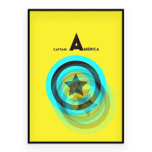 Poster Captain America-Logo auf blauem Hintergrund
