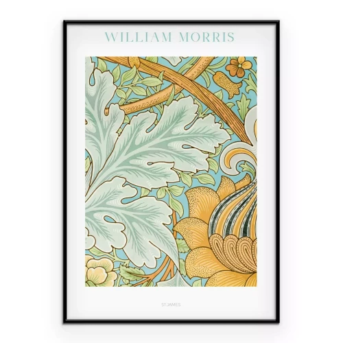 Poster Blätter und pflanzliche Motive im Stil von William Morris
