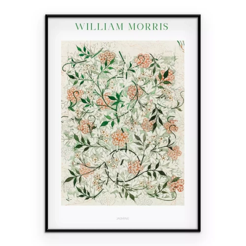 Poster Blätter und Blumen in einem künstlerischen Muster William Morris