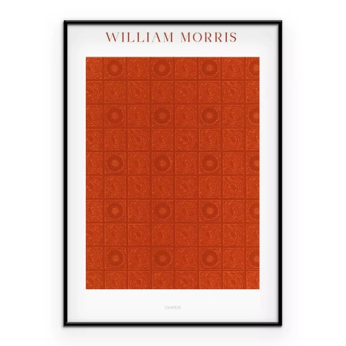 Poster Rote Blumen abstrakte Komposition im Stil von Morris