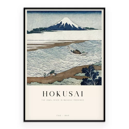 Poster Edelsteinfluss in der Provinz Musashi Kunstwerk Hokusai