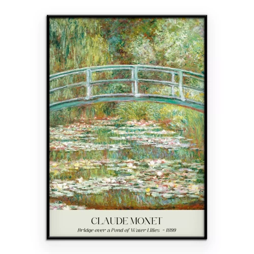 Poster Brücke über einem Teich mit Seerosen von Claude Monet