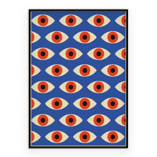 Poster Rot-blaue modernistische Abstraktion im Bauhaus-Stil