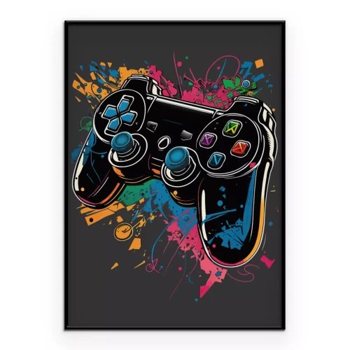 Poster Abstrakter Gamecontroller bunte Grafik