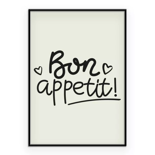 Poster Bon Appetit – Schriftzug auf beigem Hintergrund