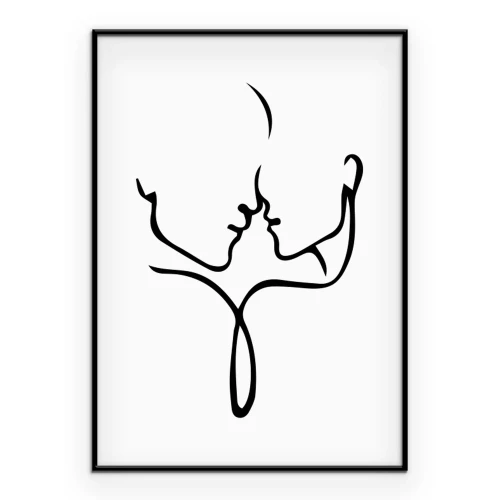 Poster Line-art-Porträt eines verliebten Paares