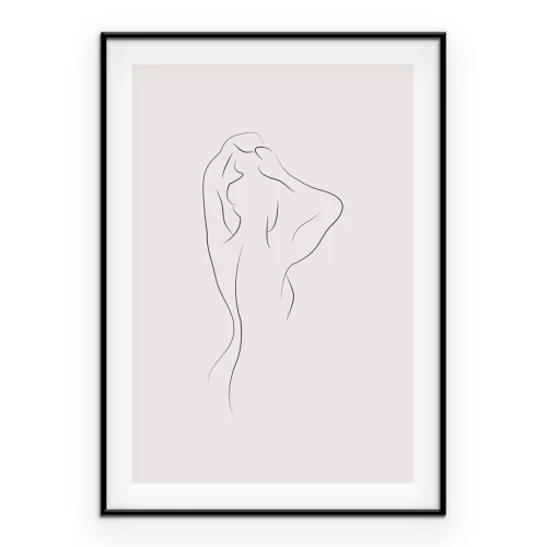 Poster Weibliche Silhouette im Line-Art-Stil