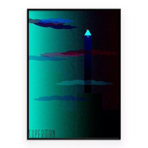 Poster Eine minimalistische Farbinterpretation von Superman