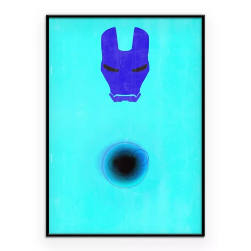 Poster Iron Man-Symbol auf abgenutztem rotem Hintergrund