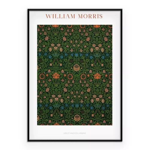 Poster Pflanzliche Motive mit Blumen und Blättern im Stil von William Morris