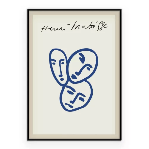 Poster Abstrakte Komposition Gesichter im Stil von Henri Matisse