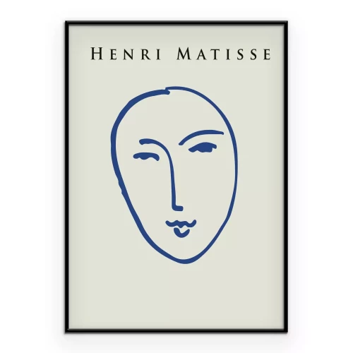 Poster Abstraktes Einlinien-Gesicht Minimalismus im Stil von Matisse