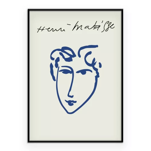 Poster Blaues Gesicht moderne Abstraktion im Stil von Matisse