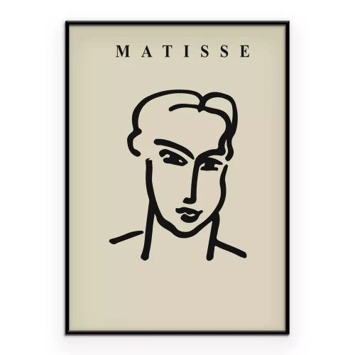 Poster Minimalistisches abstraktes Gesicht im Stil von Matisse