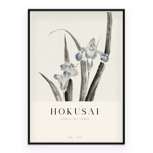 Poster Japanische Irisblumen Gemälde von Hokusai