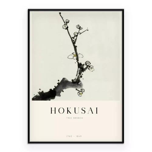Poster Baumzweig Reproduktion eines Gemäldes von Hokusai