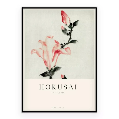 Poster Hokusai Reproduktion rosa Blumen