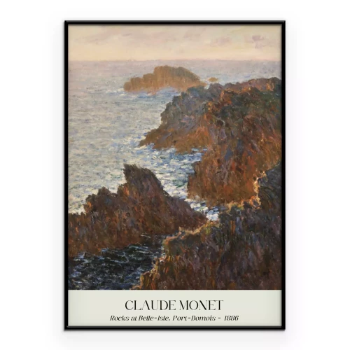 Poster Felsen auf Belle-Île und Küste bei Port-Domois Reproduktion von Claude Monet