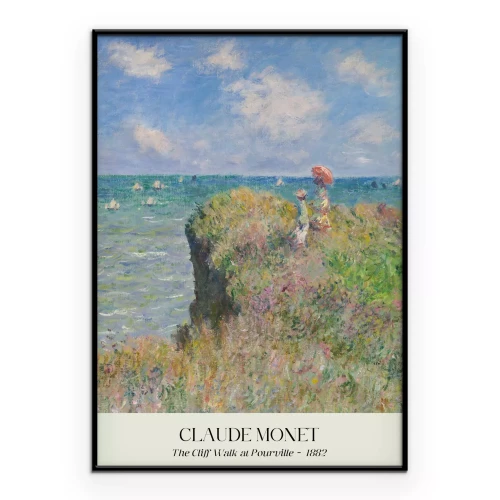 Poster Spaziergang auf der Klippe in Pourville Reproduktion von Claude Monet