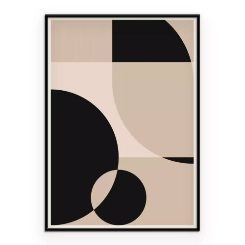 Poster Beige und schwarze Formen modernistische Abstraktion