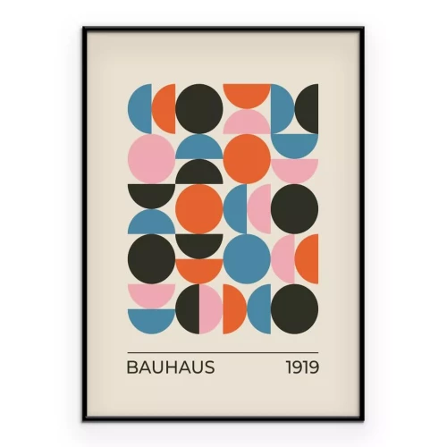 Poster Geometrische Formen Kreise und Halbkreise im Bauhaus-Stil