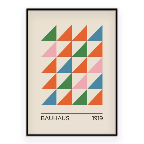Poster Bunte Dreiecke geometrische Komposition im Bauhaus-Stil