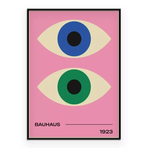 Poster Blaues und grünes abstraktes Auge im Bauhaus-Stil